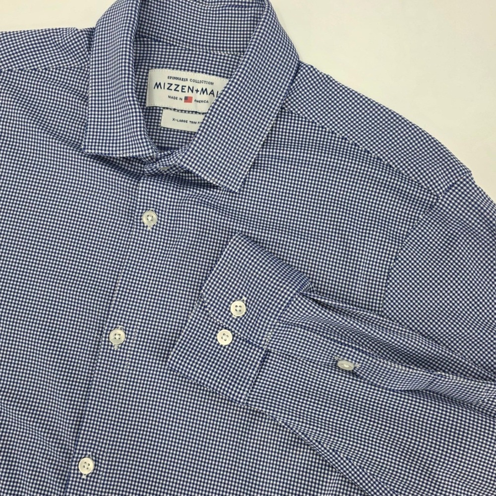 Mizzen+Main Blue Microcheck Button-Down Shirt